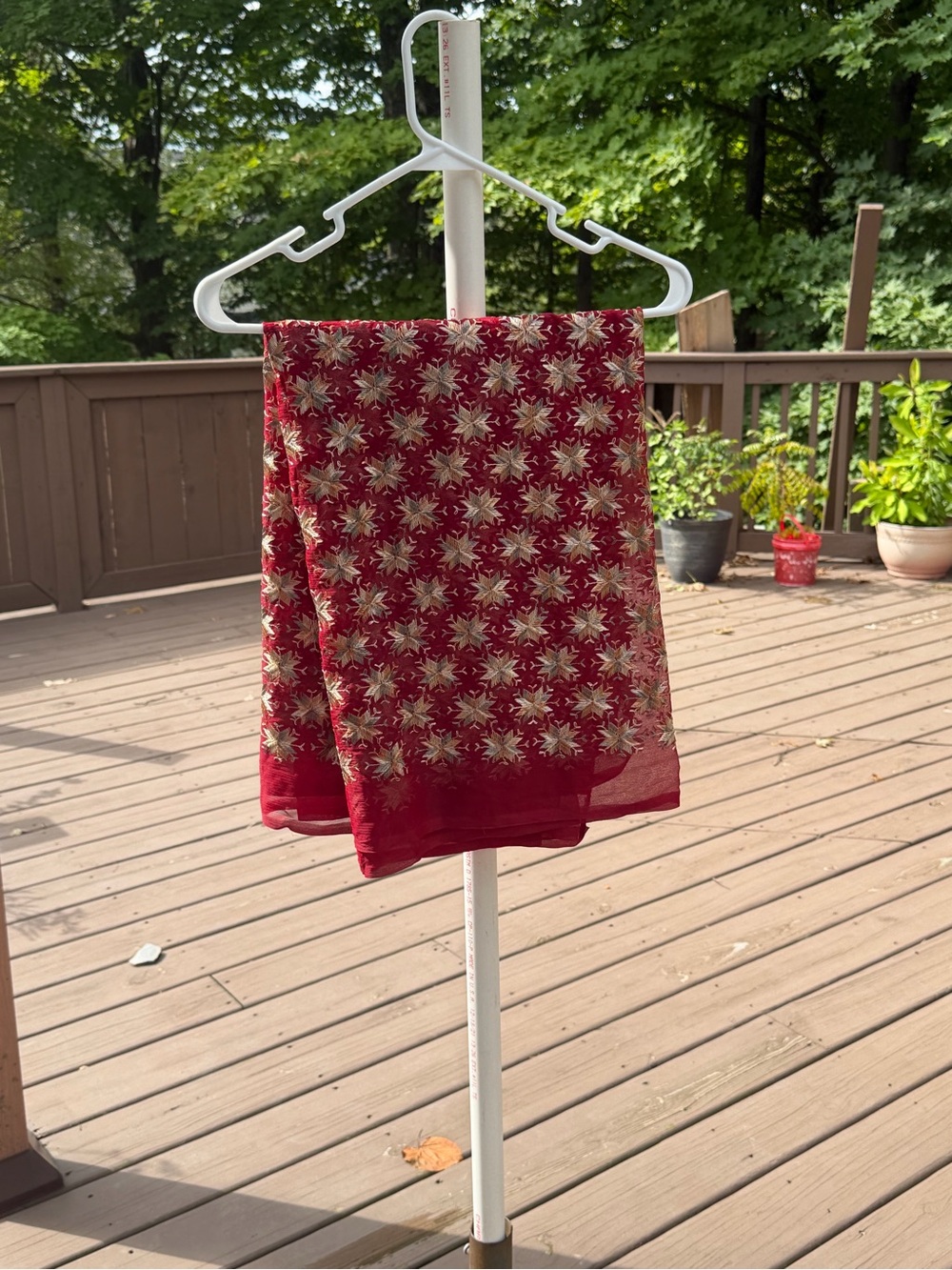 Decorative Red Floral Sheer Throw scarf shawl - Unbranded hand embroidered new